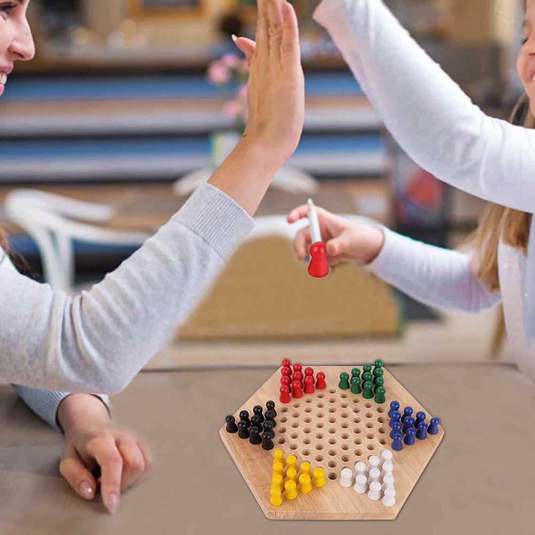 Tbest Holz Checkers, Indoor/Outdoor Bunte Checkers Set Kinder Pädagogisches Brettspiel Chinese Check