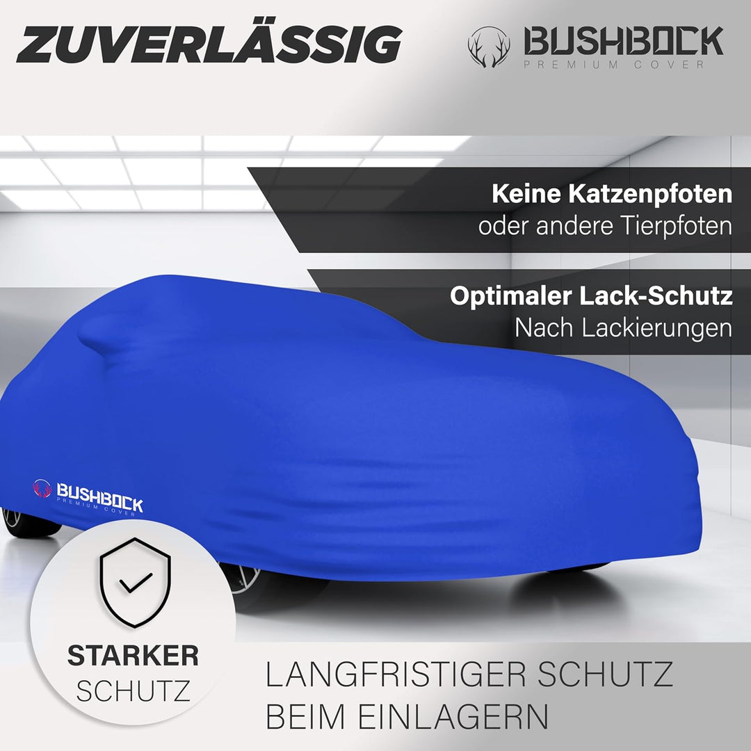 BUSHBOCK® Premium Autoabdeckung Indoor für Porsche o.ä. - Satin Schutzhülle Stoff - Abdeckplane Auto