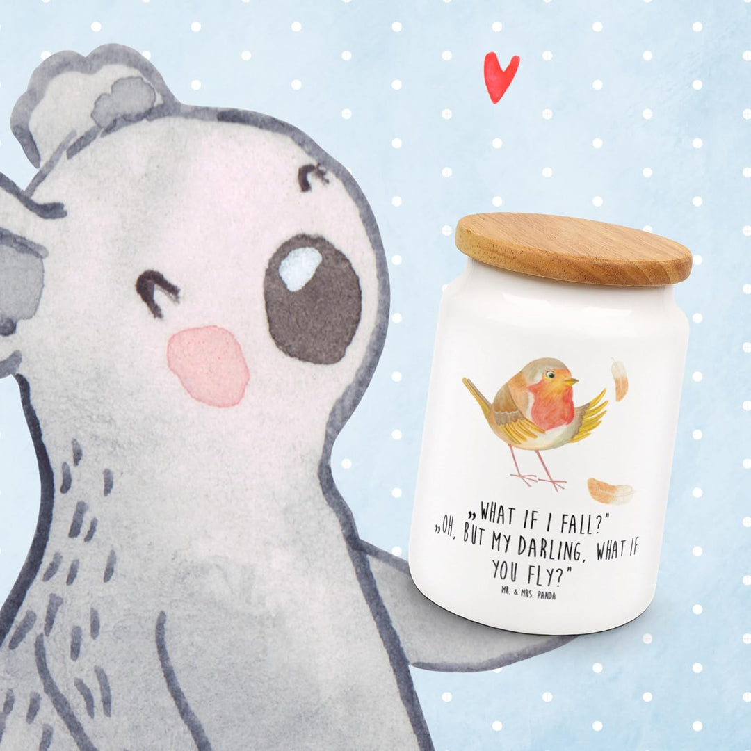 Mr. & Mrs. Panda Dose Rotkehlchen Federn - Geschenk, Vogel, Frischhaltedose, Vorratsbehälter, Lustig