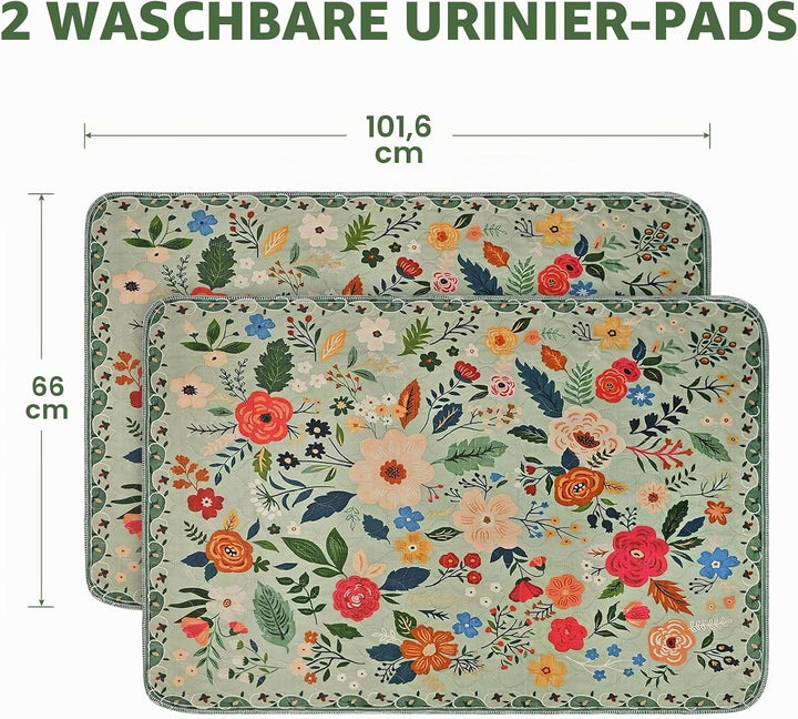 Waschbare Urinierunterlagen für Hunde,2 Stück,wiederverwendbare Welpen-Trainingsunterlagen,102x66cm,