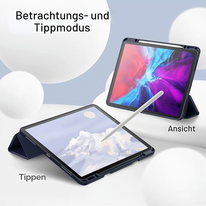 JETech Hülle für iPad Pro 12,9 Zoll (Modell 2020/2018, 4./3. Generation) mit Stifthalter, Pencil Auf