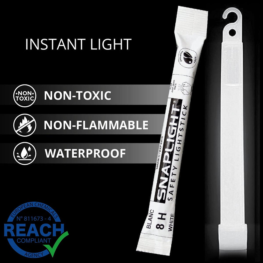 Cyalume SnapLight Knicklichter in weiss (10-er Pack) - 15 cm Glow Sticks mit Haken am Ende - ultra h