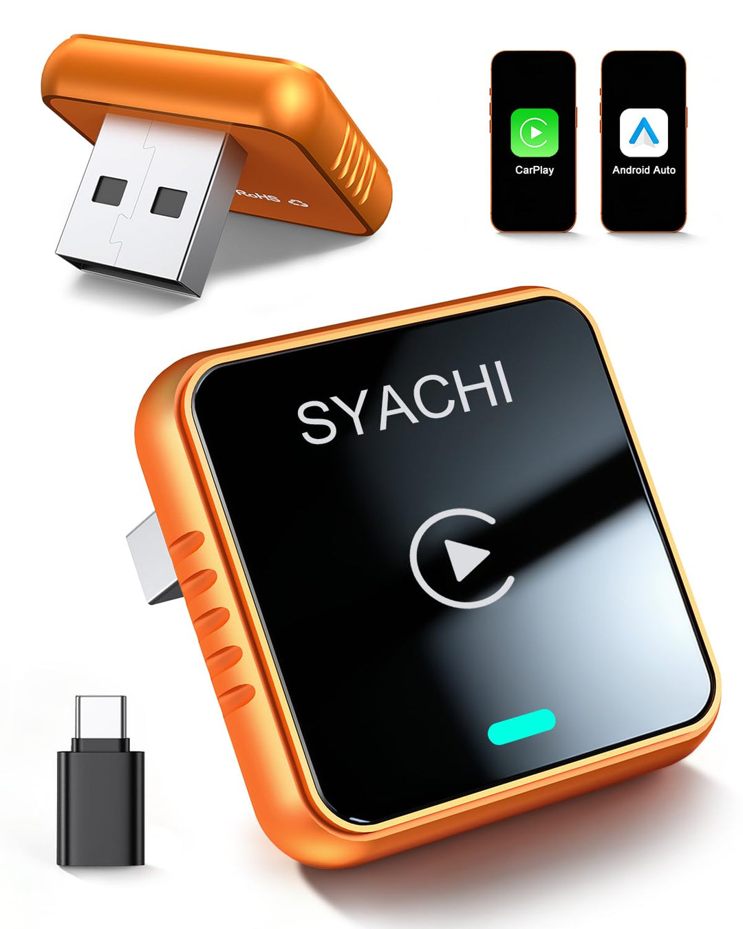 SYACHI 2-in-1 Wireless CarPlay & Android Auto Adapter, Kabelloser Carplay Adapter für iPhone und And