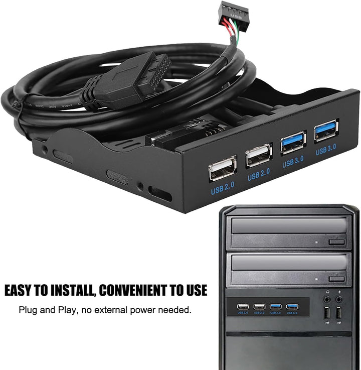 ASHATA USB 3.0 Frontpanel Adapter - Hochgeschwindigkeits-Multifunktions-Hub Mit 4 Ports (USB 3.0 + 2