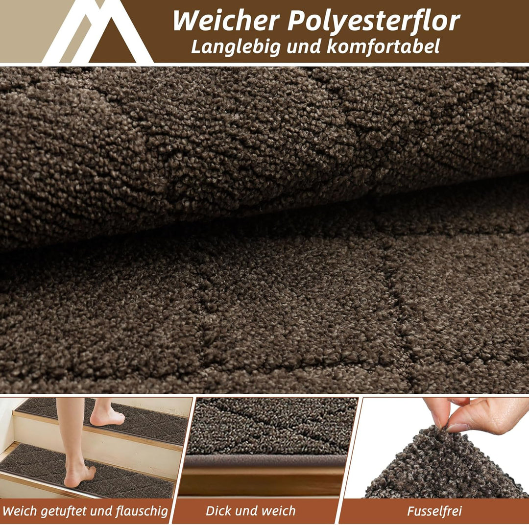 COSY HOMEER Stufenmatten Innen 70x22cm(4 Stück), Treppenstufen Matten rutschfest für Kinder, Ältere