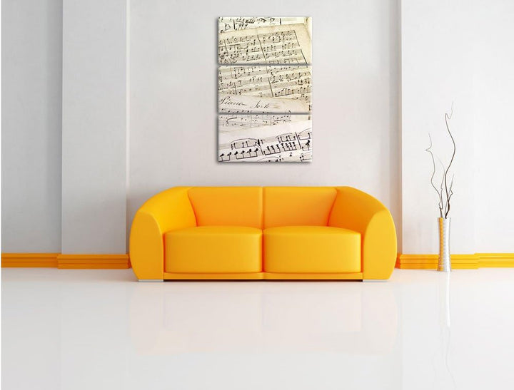 Pixxprint Stilvolle alte Notenblätter 3-Teiler Leinwandbild 120x80 Bild auf Leinwand