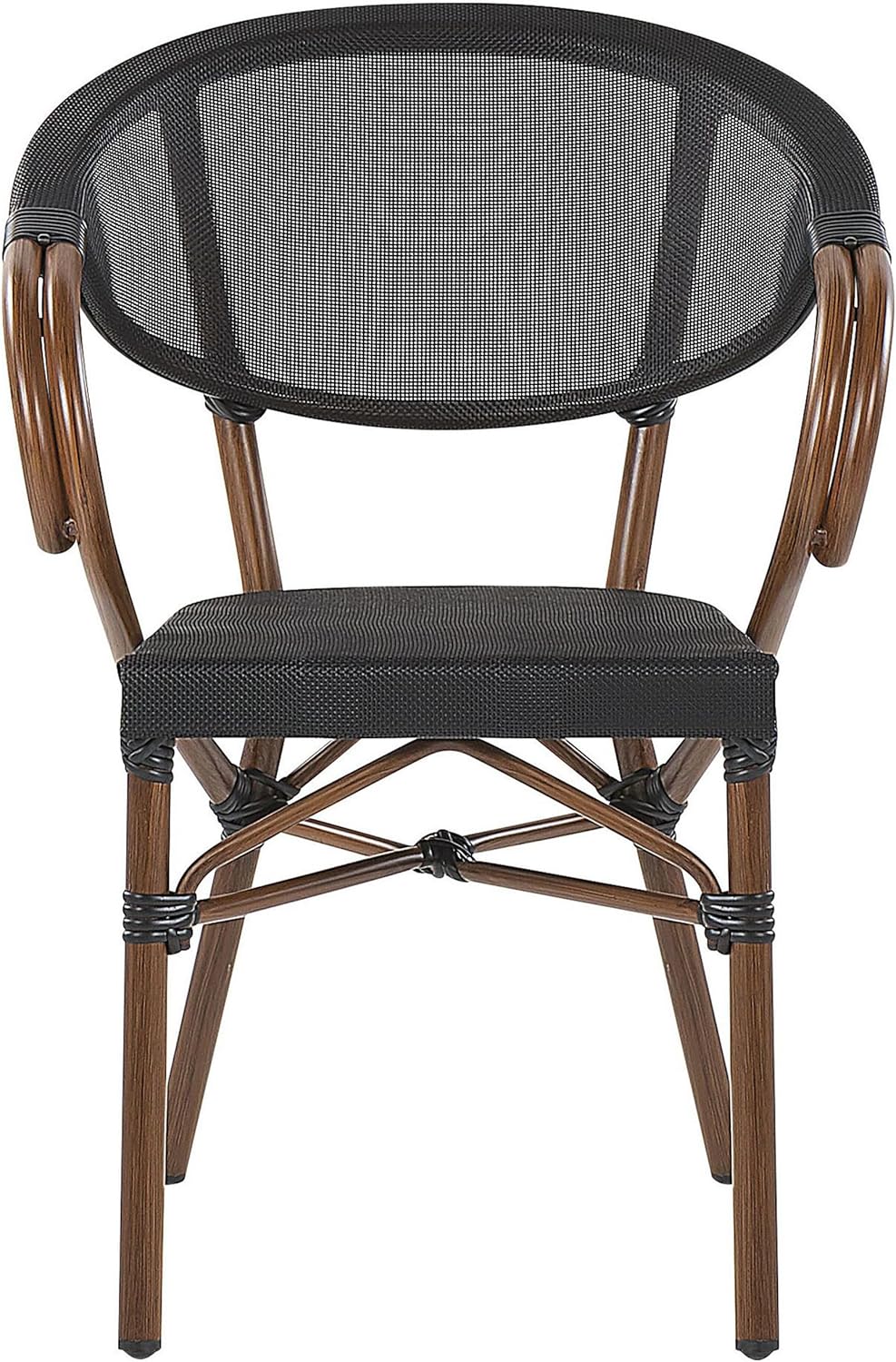 Elegante Gartenstühle 4er Set schwarz / dunkler Holzfarbton Aluminium Caspri