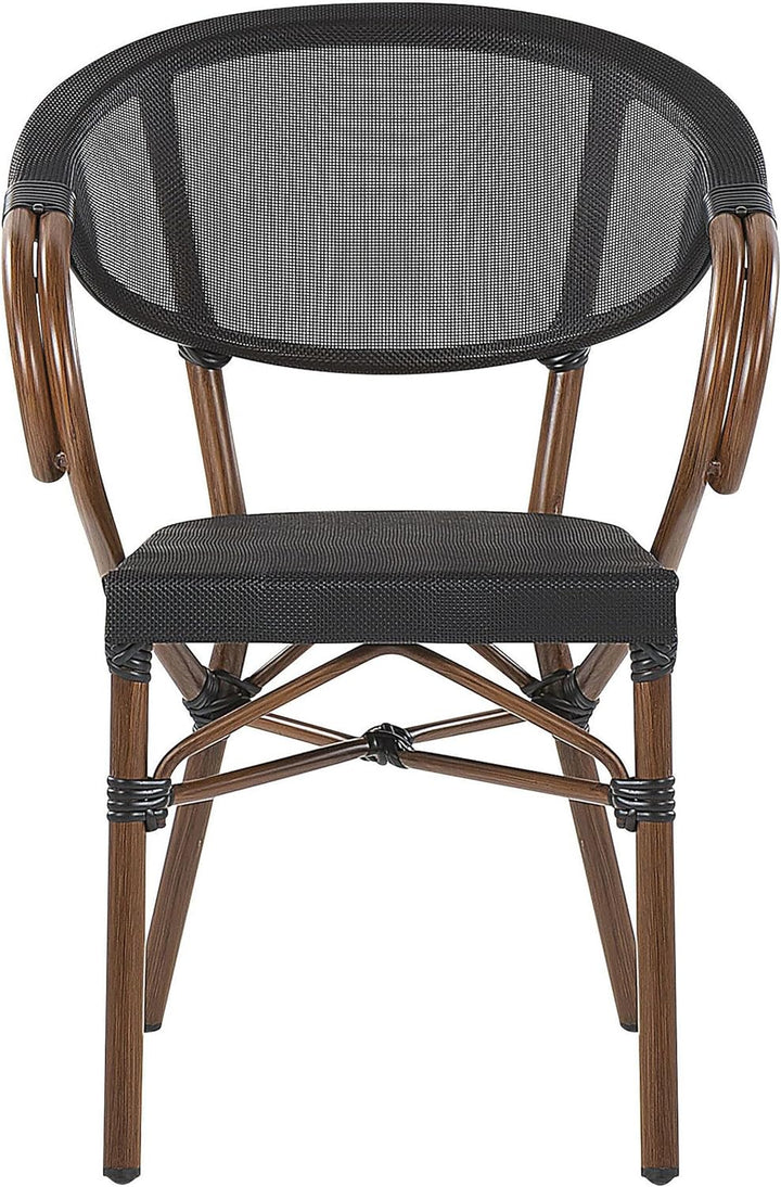 Elegante Gartenstühle 4er Set schwarz / dunkler Holzfarbton Aluminium Caspri