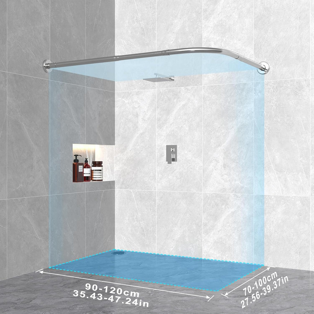 Misounda Duschvorhangstange L Form Ohne Bohren Ecke Halterung 70-100 x 90-120 cm - Duschstange Für D