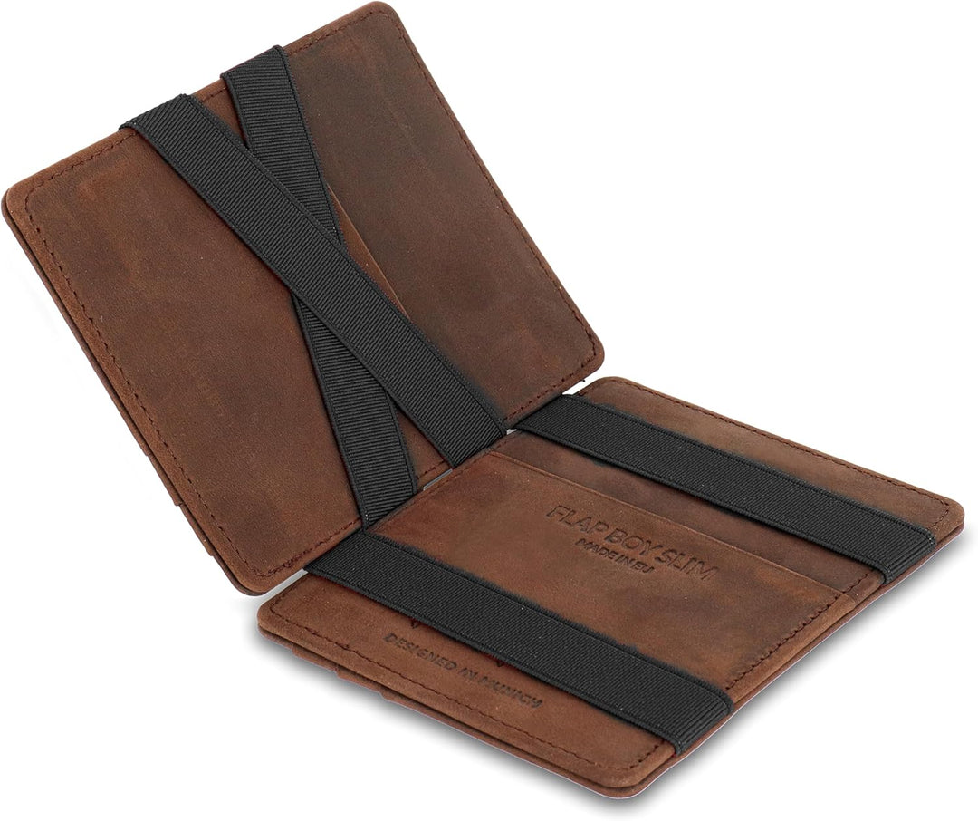 Jaimie Jacobs Flap Boy Slim mit Gravur - das Original - Magic Wallet ohne Münzfach Magischer Geldbeu