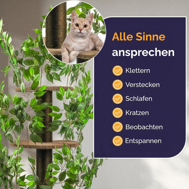 Katzenkratzbaum 160cm – Stabiler Kratzbaum mit austauschbaren Blättern – Für grosse Katzen – Modern