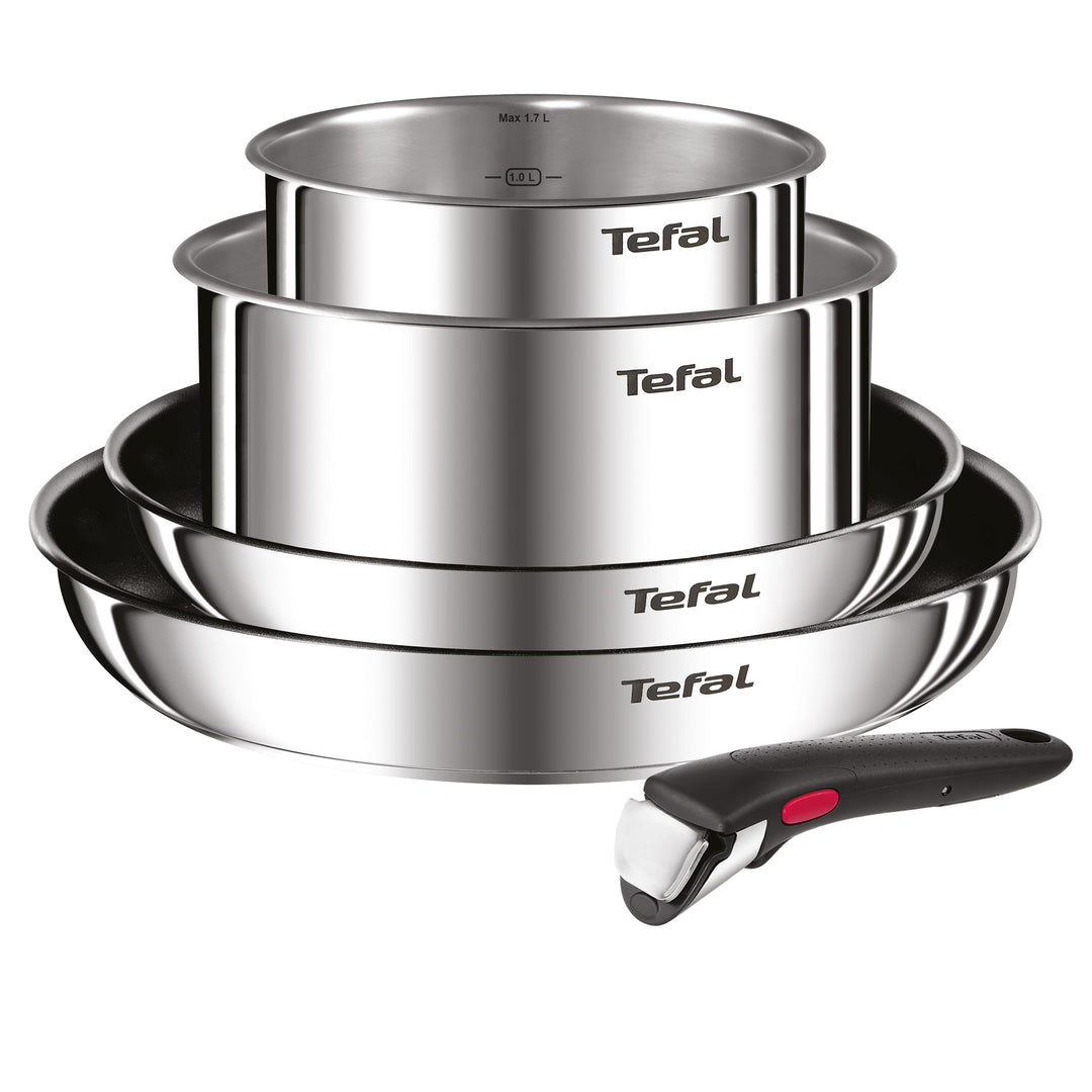 Tefal Ingenio Emotion 5-tlg.Topf und Pfannenset abnehmbarer Griff, stapelbar, platzsparend, Topfset
