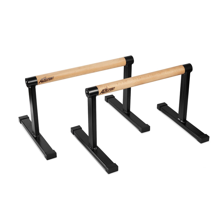 Premium Parallettes bis 1500 kg - Liegestützgriffe Holz und Metall - Rutschfeste Handstand Griffe/Di