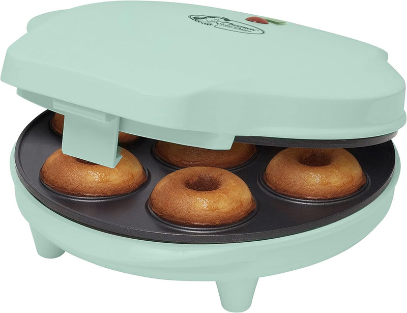 Bestron Donut Maker im Retro Design, Mini-Donut Maker für 7 kleine Donuts, inkl. Backampel & Antihaf