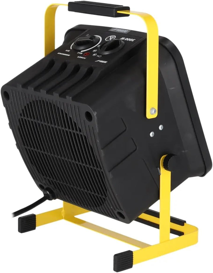 DEDRA Elektrischer Heizlüfter PTC 3,0 kW, quadratisch, schwarz, mit Ständer, keramisches Heizelement