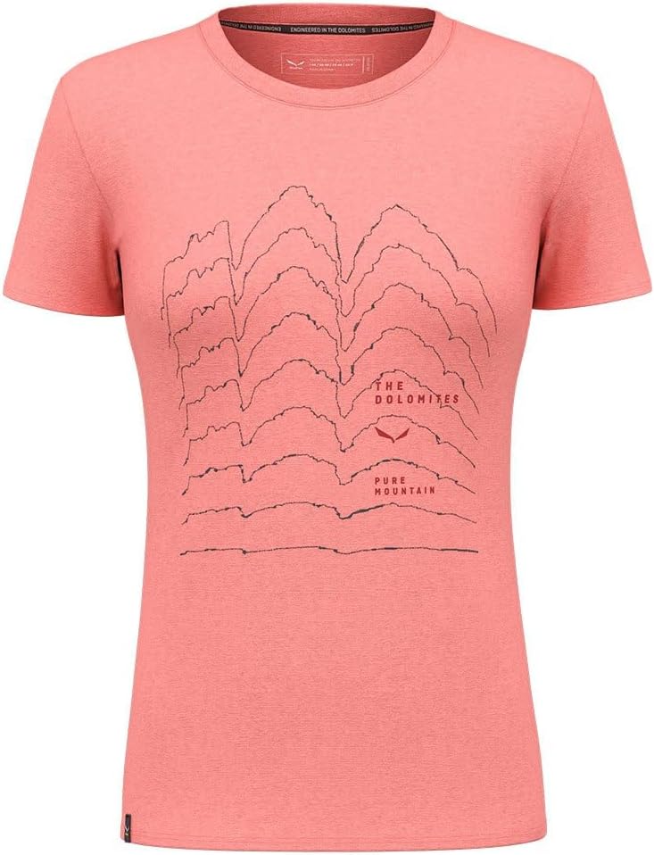 Salewa Damen Pure Skyline Dry W T-Shirt. Tshirt XL Lantana Pink Melange, XL Lantana Pink Melange