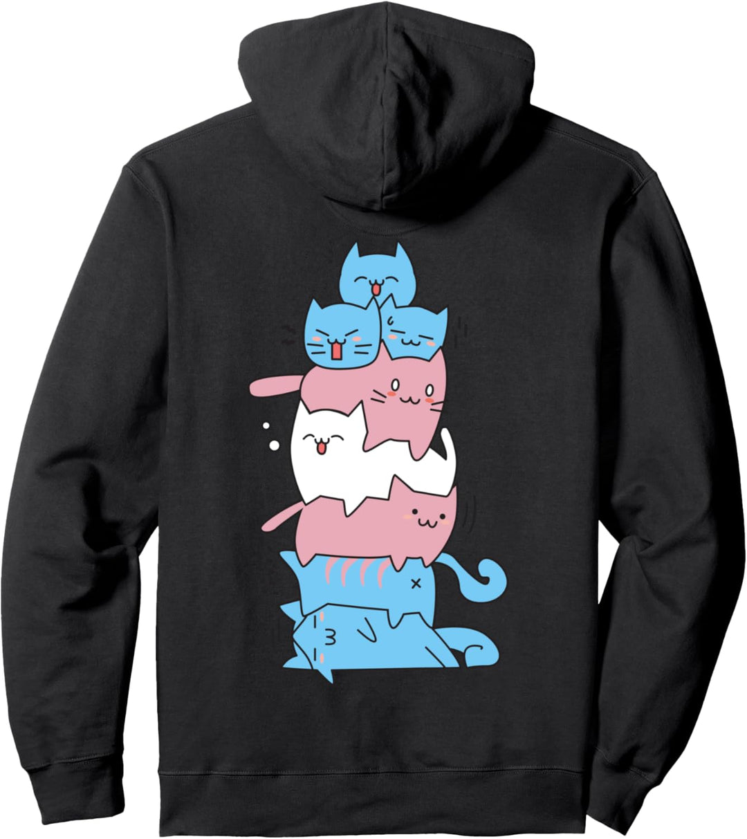 Transgender-Flagge Cute Cats Pile Trans Pride Cat LGBTQ Pullover Hoodie