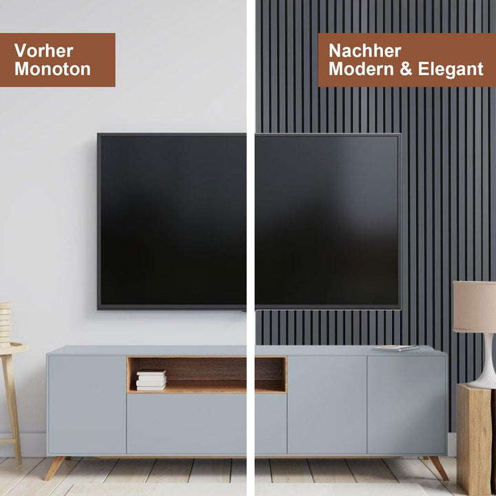 2x Akustikpaneele Holz 120x60 cm, Schallabsorbierende Wandverkleidung mit Holzfurnier & Filz – Moder