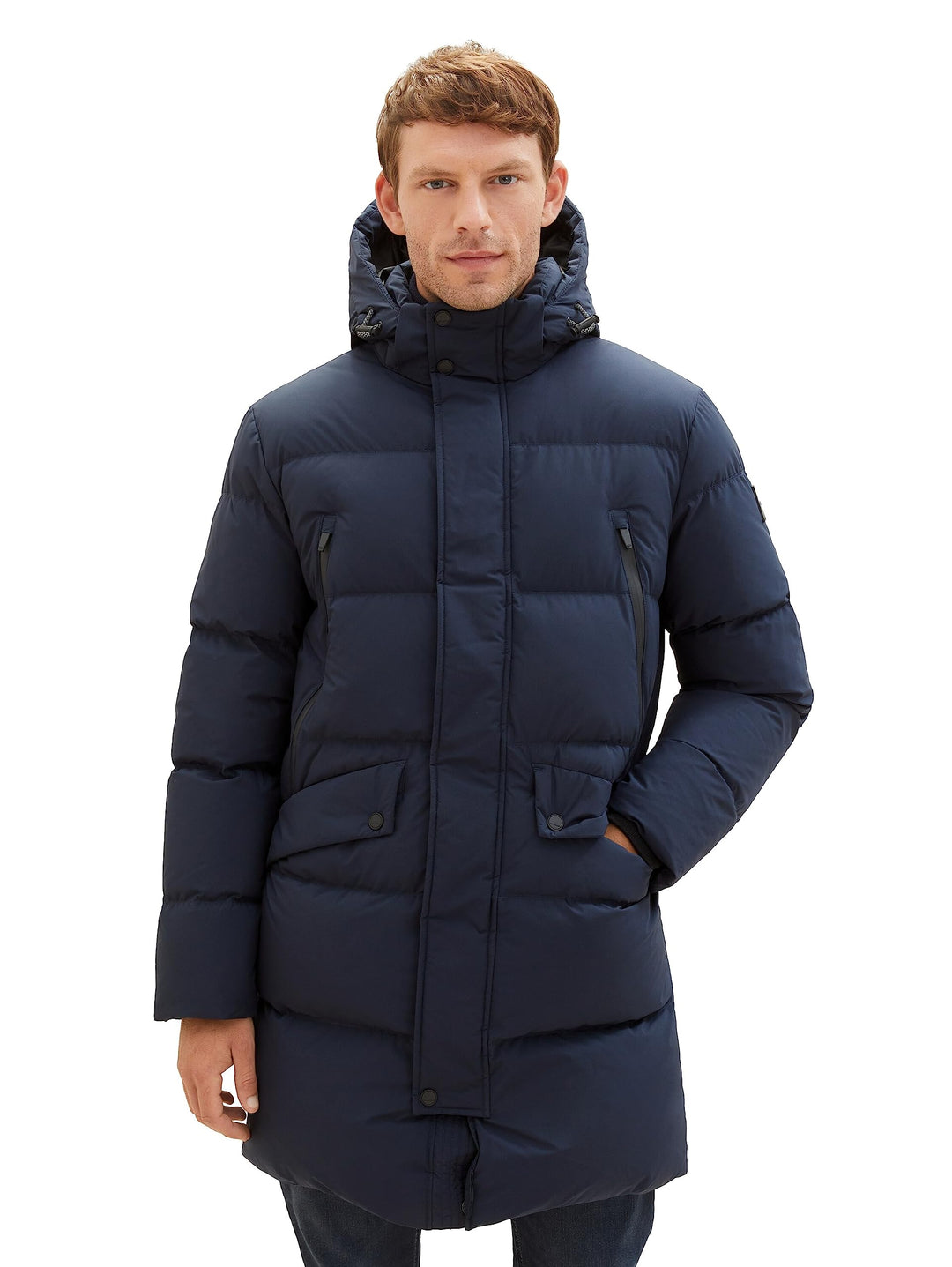 Tom Tailor Herren Recycled Down Puffer-Parka mit Abnehmbarer Kapuze 1037357 L 10668 - Sky Captain Bl