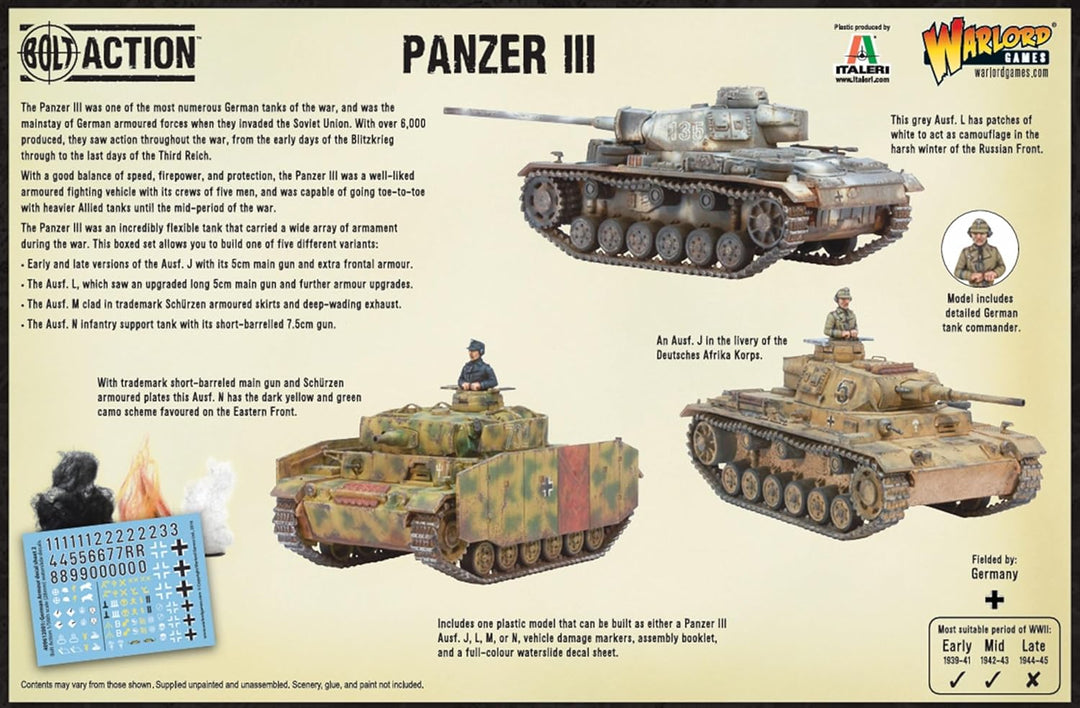 Warlord Games Bundeswehr Panzer III mittlerer Panzer - 1:56/28mm Kunststoff Massstab Modellpanzer fü