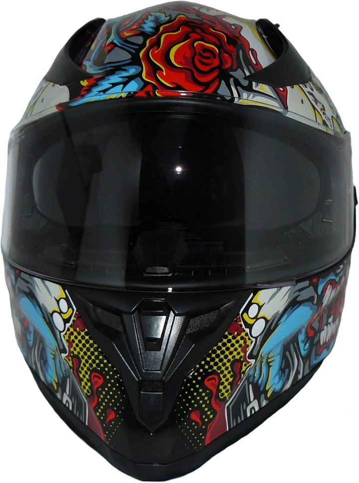Protectwear Motorradintegralhelm Integralhelm mit integrierter Sonnenblende und klappbarem Visier V1