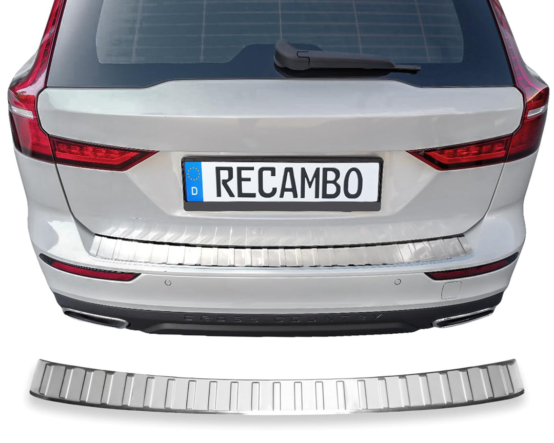 RECAMBO Ladekantenschutz Edelstahl Hochglanz poliert, Chrom Look - kompatibel für Volvo V60 2 - BJ a