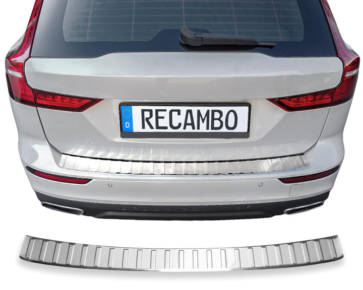 RECAMBO Ladekantenschutz Edelstahl Hochglanz poliert, Chrom Look - kompatibel für Volvo V60 2 - BJ a