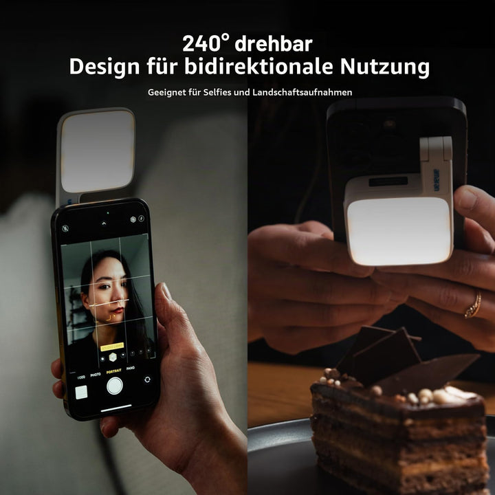 amaran Go Mini-Handylicht, Magnetische LED mit Dual-Spiegellicht, Einstellbare CCT von 2700K-6500K,