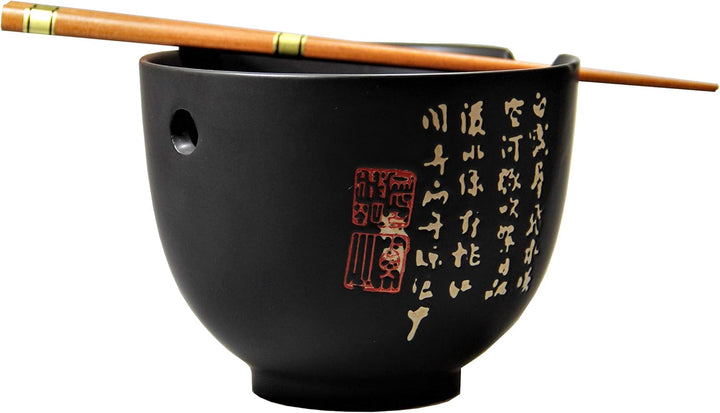 [ ZEIT SCHWARZ ] Soba Bowl/Suppen-/Nudel-/Reisschale + 1 Paar Essstäbchen