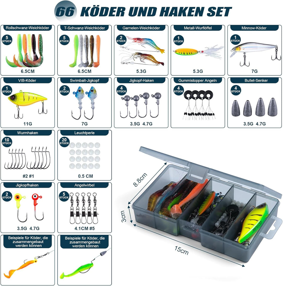 Goture Angelset Komplett (24T Carbon), Teleskop-Brandungsrute aus Kohlefaser & Spinnrolle mit 9+1 ge