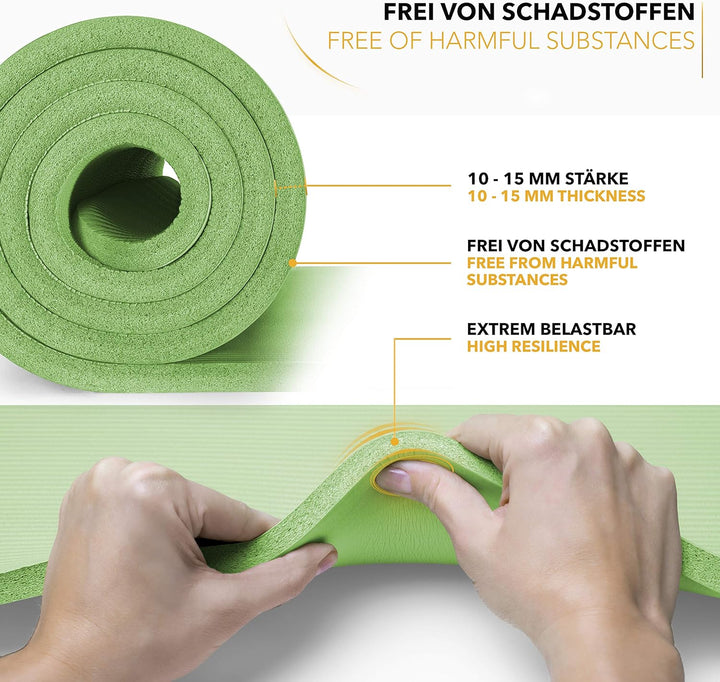TRESKO Yogamatte Phthalatfrei - Gymnastikmatte rutschfest, Pilatesmatte Fitnessmatte mit Tragegurt,