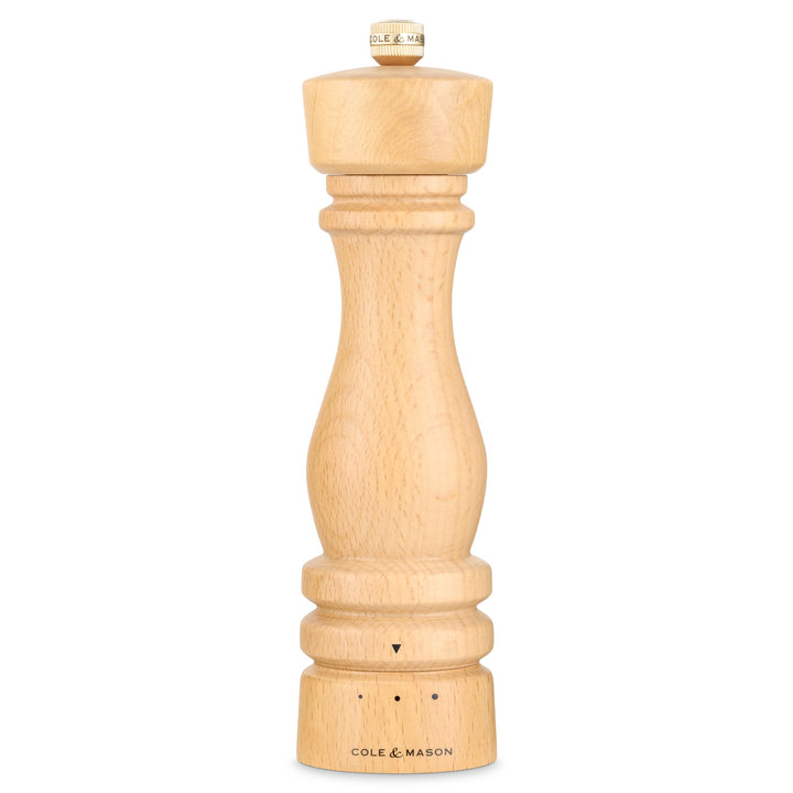 Cole & Mason London Salzmühle Holz 22 cm, Einstellbarem Mahlgrad, Keramikmahlwerk, Manuelle Gewürzmü