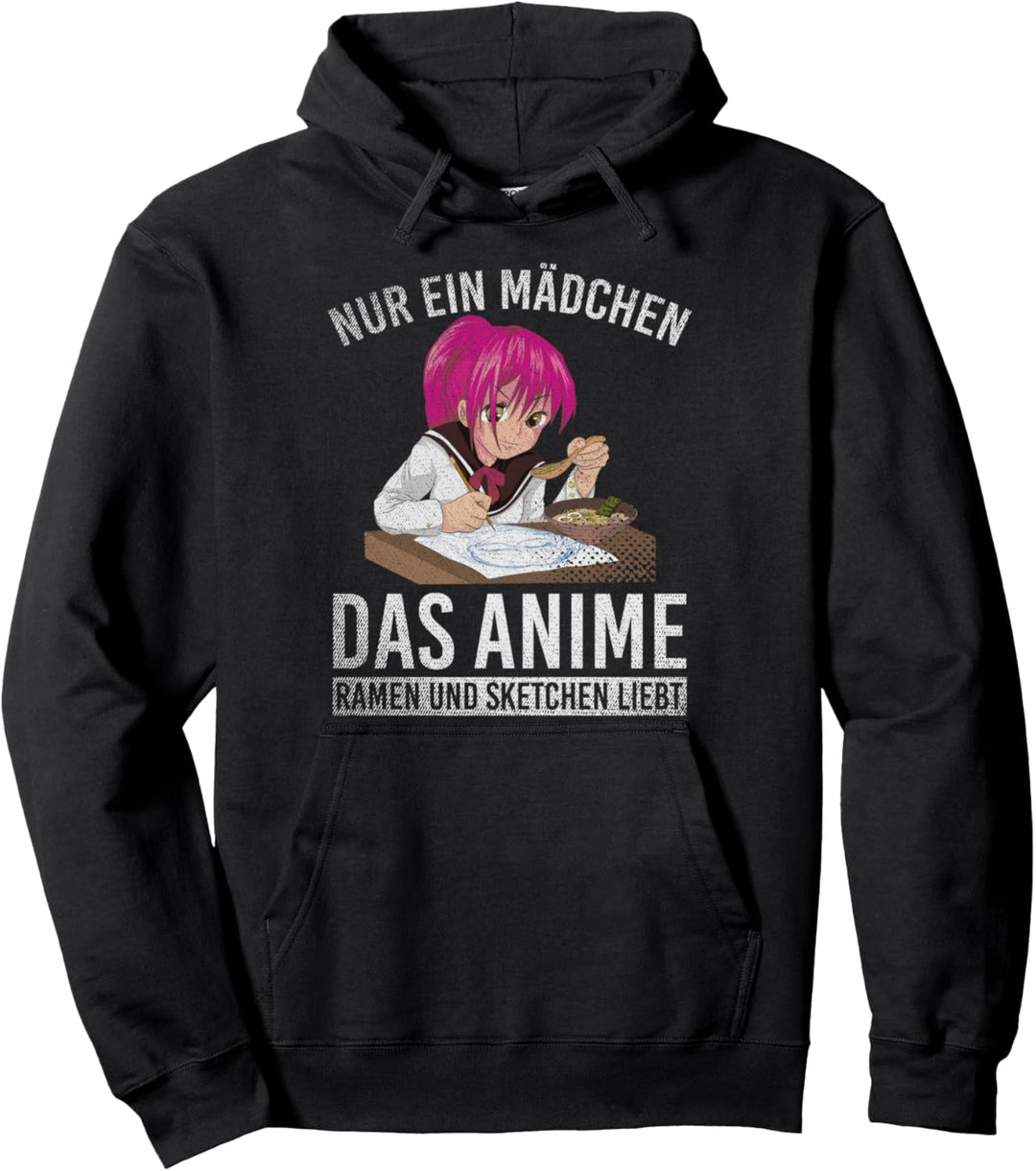 Nur ein Mädchen das Anime Ramen und Sketchen liebt Anime Pullover Hoodie