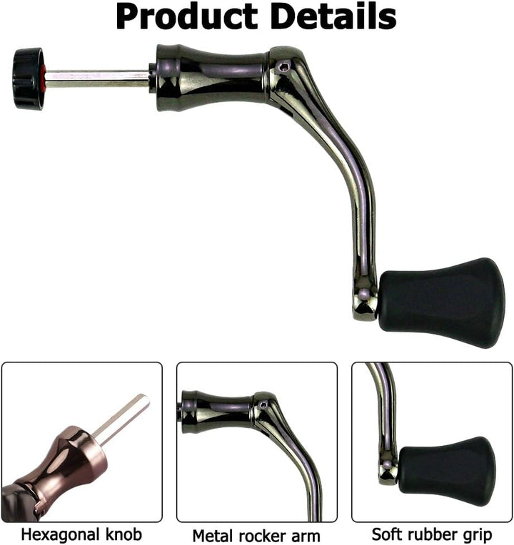 Angelrollen Griff, Metall Rocker Arm Griff Angeln Spinning Reel Griff Grip mit Weichem Gummigriff fü