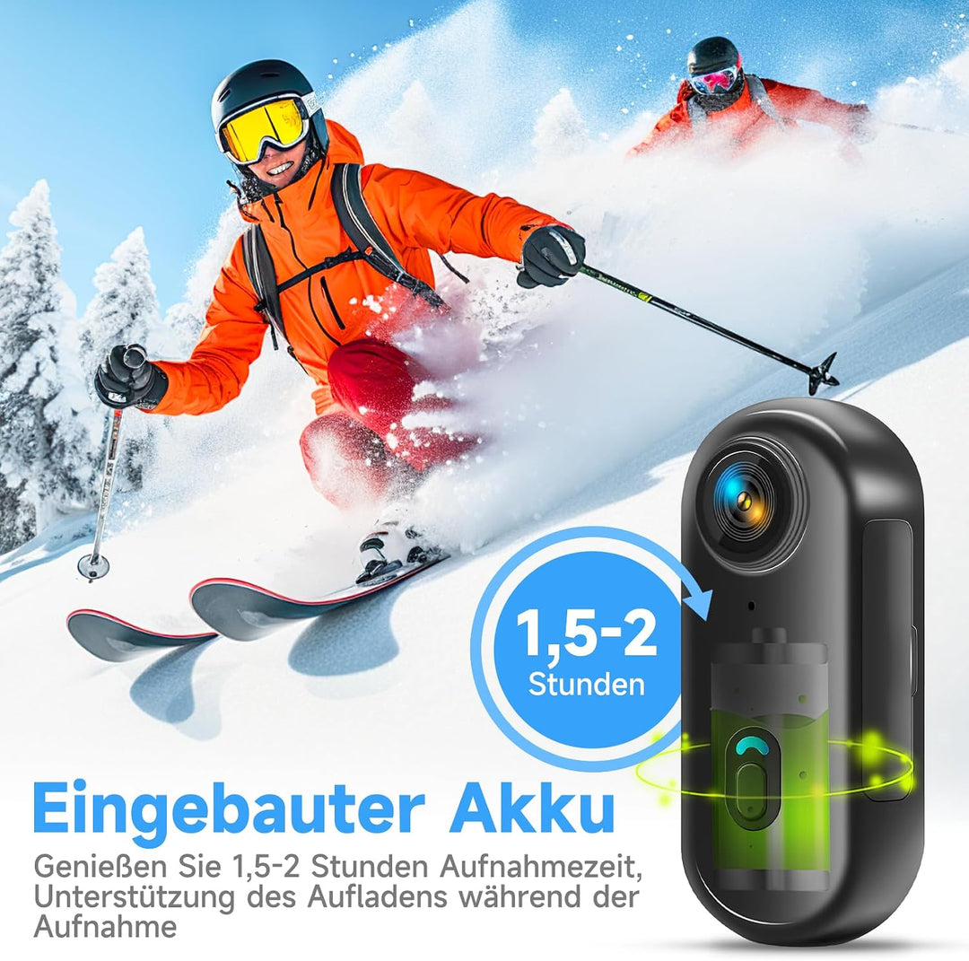 Action Cam Mini, 1080P HD Bodycam WiFi Mit 64 GB Speicherkarte, 120° Weitwinkelobjektiv Actionkamera