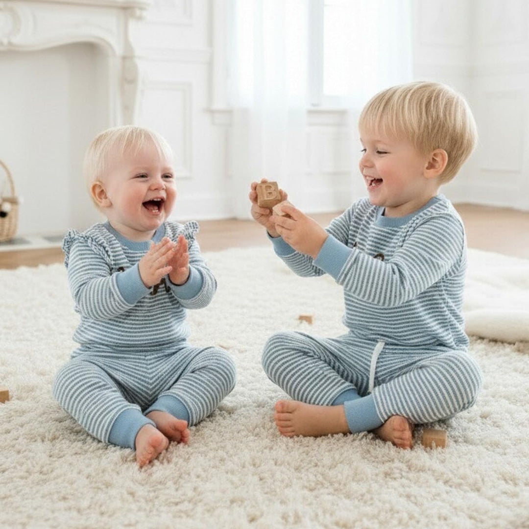 Kleinkind Baby Mädchen Herbst Kleidung Rüschen Langarm Süsses Print Streifen Sweatshirt Top und Hose
