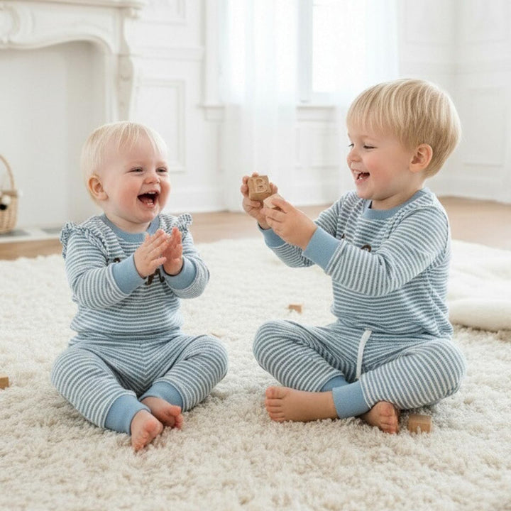 Kleinkind Baby Mädchen Herbst Kleidung Rüschen Langarm Süsses Print Streifen Sweatshirt Top und Hose