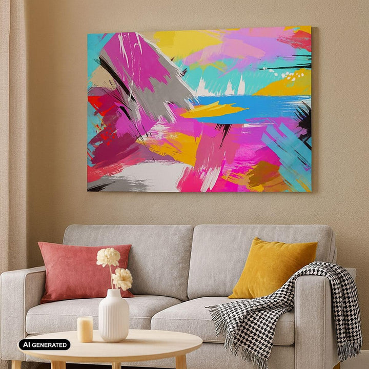 Bilder auf Leinwand 100x70cm Leinwandbild mit Rahmen Abstraktion modern Gross Wanddeko Bild Schlafzi