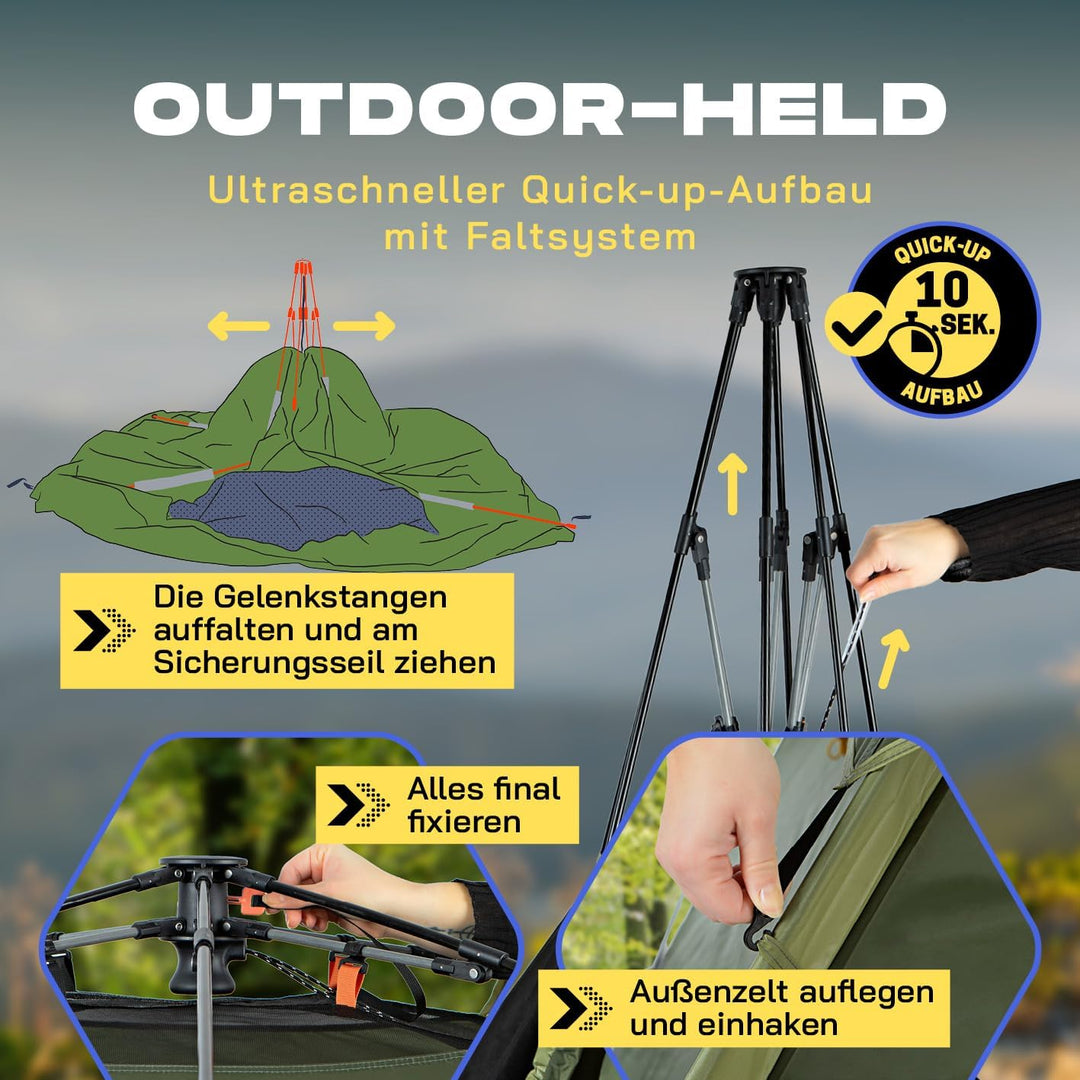 Where Tomorrow Pop Up Zelt | 2-3 Personen Zelt, 4 Personen Zelt oder 5-6 Personen Zelt | Wetterfeste