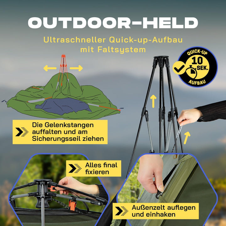 Where Tomorrow Pop Up Zelt | 2-3 Personen Zelt, 4 Personen Zelt oder 5-6 Personen Zelt | Wetterfeste