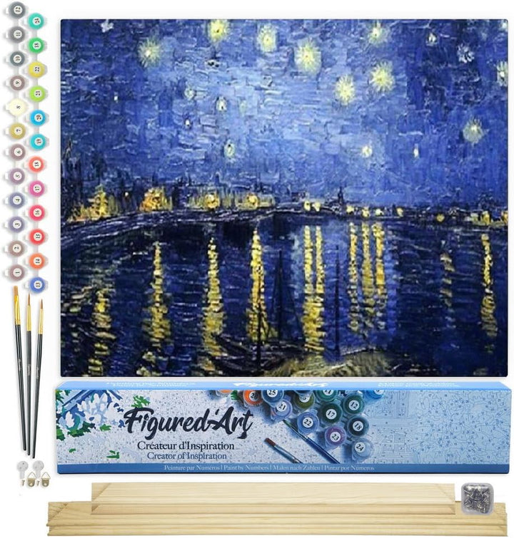 Figured'Art Malen Nach Zahlen Erwachsene Mit Rahmen Van Gogh Sternennacht über der Rhone - Paint by