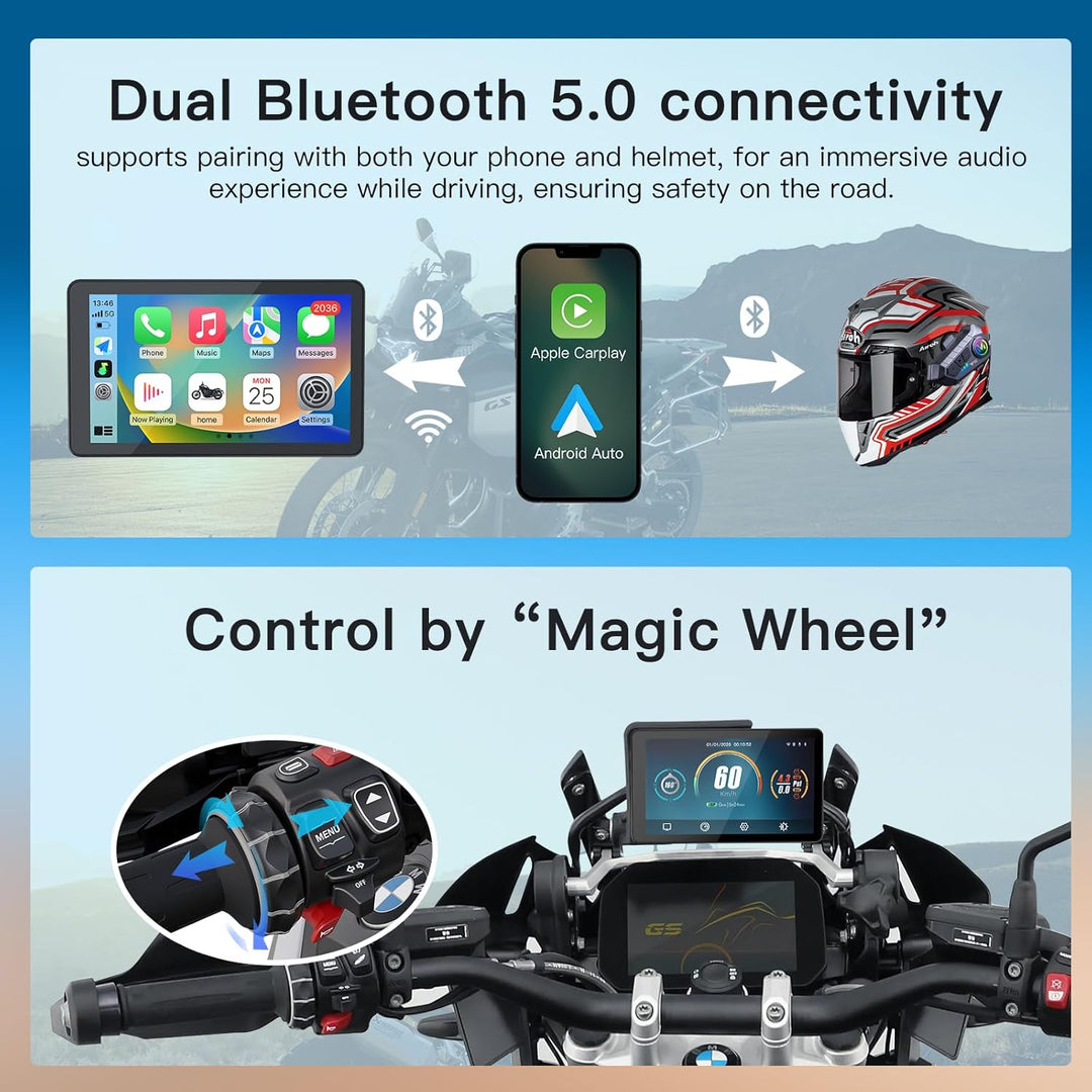 CARabc DB601 Premium 6 Zoll Touchscreen Display für BMW Motorräder mit Kabellosem CarPlay &amp; Android