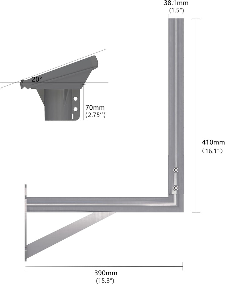 Starlink Standard Wandhalterung Lang mit Rohradapter Gen 3 Long Wall Mount V3 V4 Edelstahl, massiv u