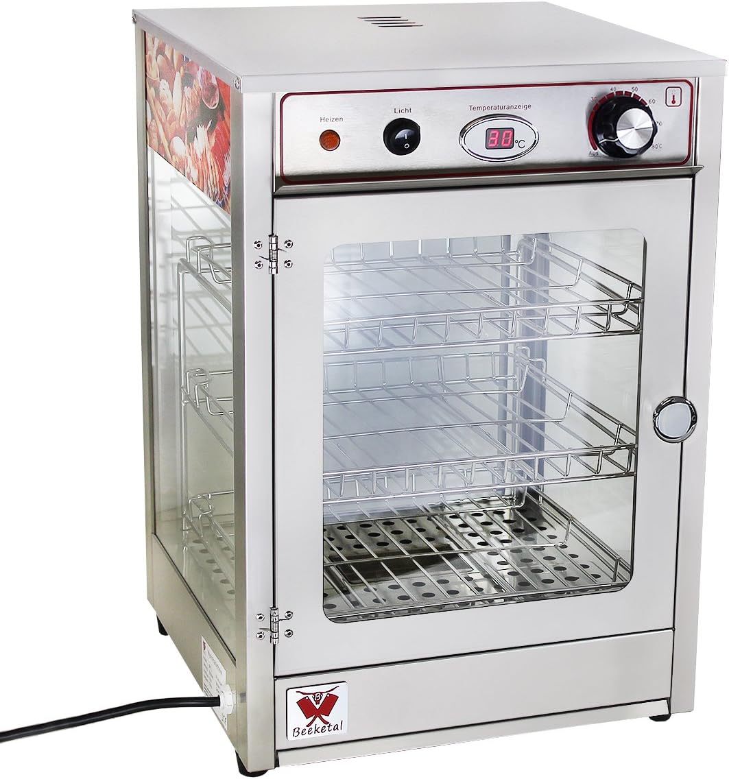 Beeketal 'BHT-1' Profi Gastro Heisse Theke Warmhaltevitrine aus Edelstahl mit Beleuchtung, Krümelsch