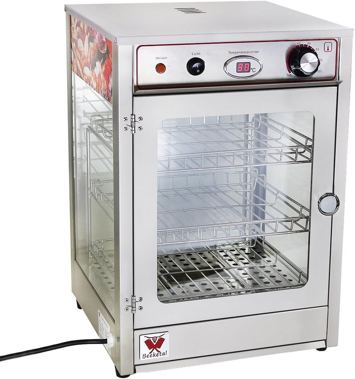 Beeketal 'BHT-1' Profi Gastro Heisse Theke Warmhaltevitrine aus Edelstahl mit Beleuchtung, Krümelsch