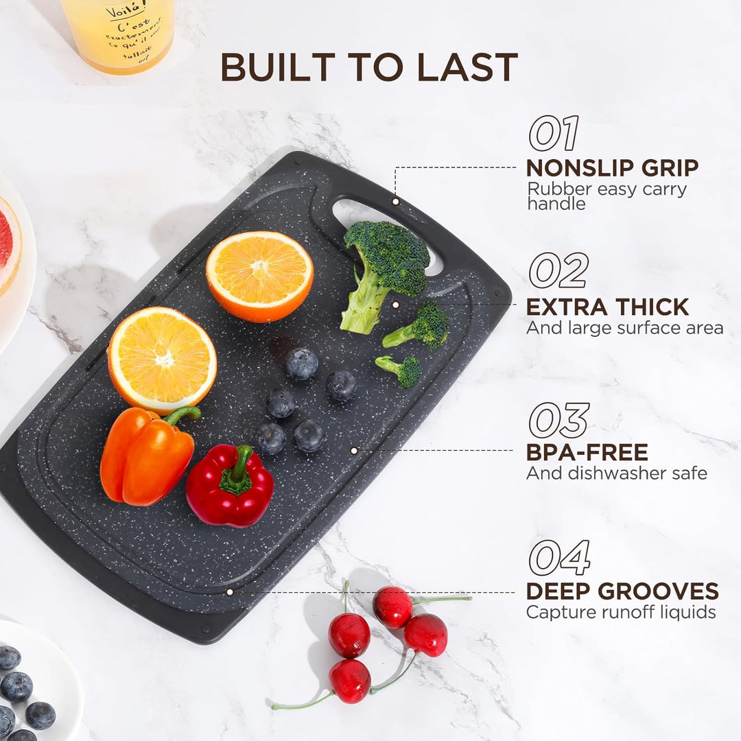 Romon Schneidebrett Kunststoff, 3 Stücke Schneidebretter Rutschfeste Griffe Cutting board, Chopping