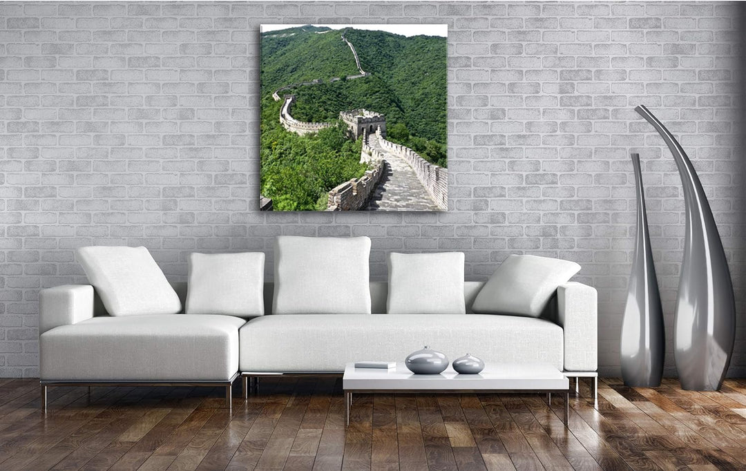 deyoli Chinesische Mauer Format: 70x70 als Leinwandbild, Motiv fertig gerahmt auf Echtholzrahmen, Ho