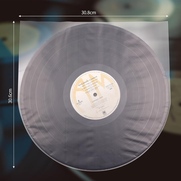 LP Innenhüllen aus Vinyl, transparent, antistatisch, Kunststoff, runde Unterseite, 30,5 cm, 50 Stück