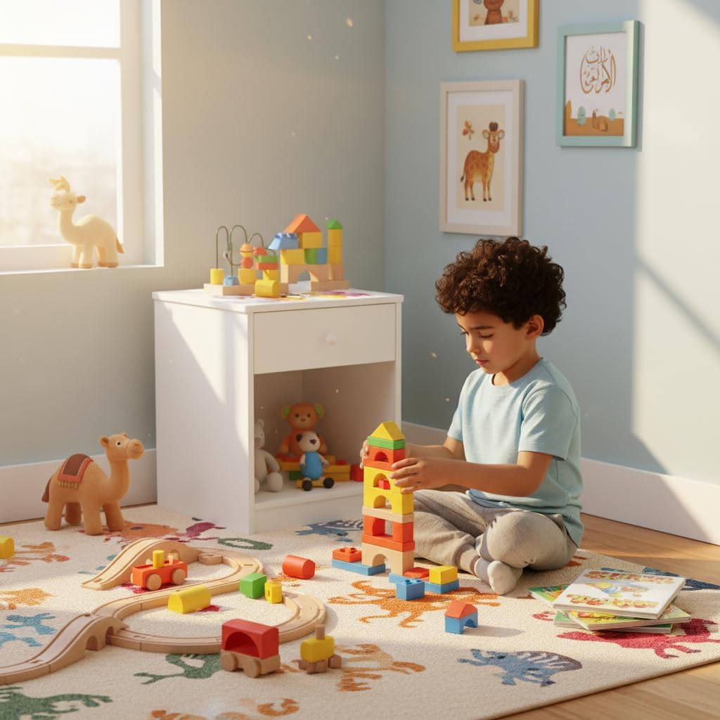Leomark Nachttisch aus Holz - Animals - Nachtschränkchen mit Schublade, Nachtschrank für Kinder, Wei
