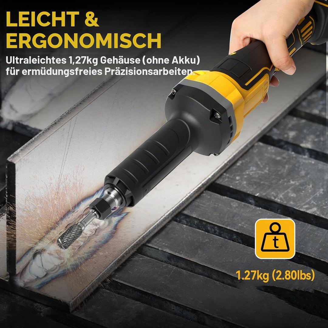 Akku Geradschleifer Kompatibel mit DeWalt 18V Akku, Bürstenloser Geradschleifer 6mm 3mm Bohrfutter P